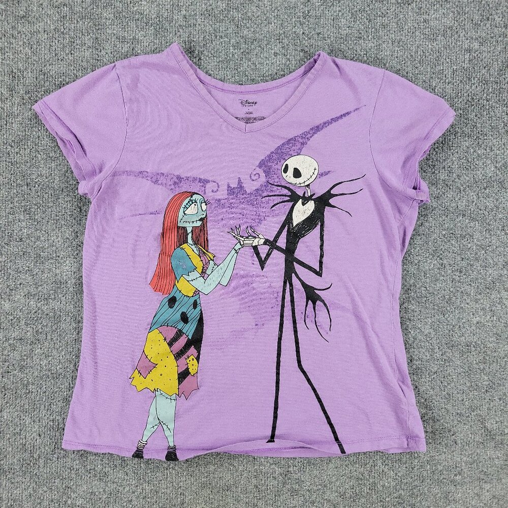 Nightmare Before Christmas Shirt Women Small Purple Disney Graphic Short Sleeve